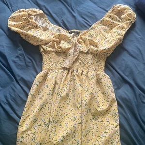 Shein dress, yellow with flower designs, S: L
